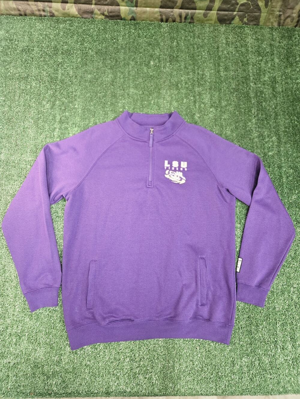 LSU Tigers Colosseum Embroidered Quarter Zip Pullover Men’s Size XL Purple READ.